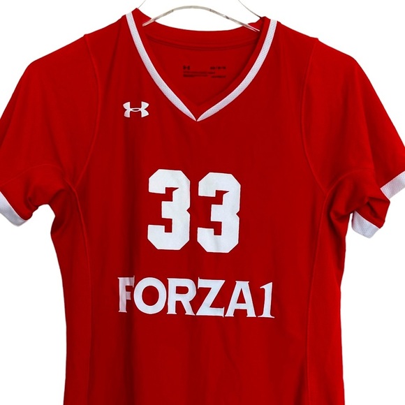 Girls Short Sleeve V-Neck Volleyball T-Shirt Size Medium FORZA 1 Volleyball #33 - Picture 2 of 5
